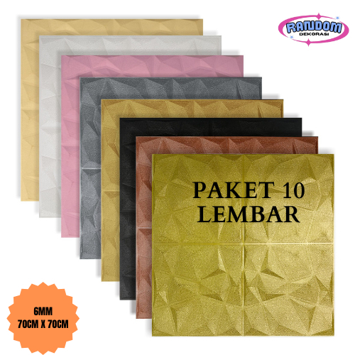 PAKET 10 LEMBAR Wallpaper 3D Foam Sticker Motif Diamond Berkualitas / Wallfoam Stiker Dinding Rumah 