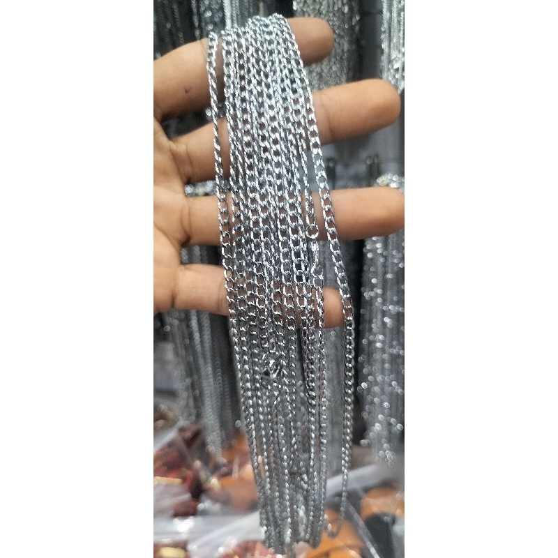 satu lusin/12pcs kalung rodium rantai 45cm kalung pria wanita anti karat