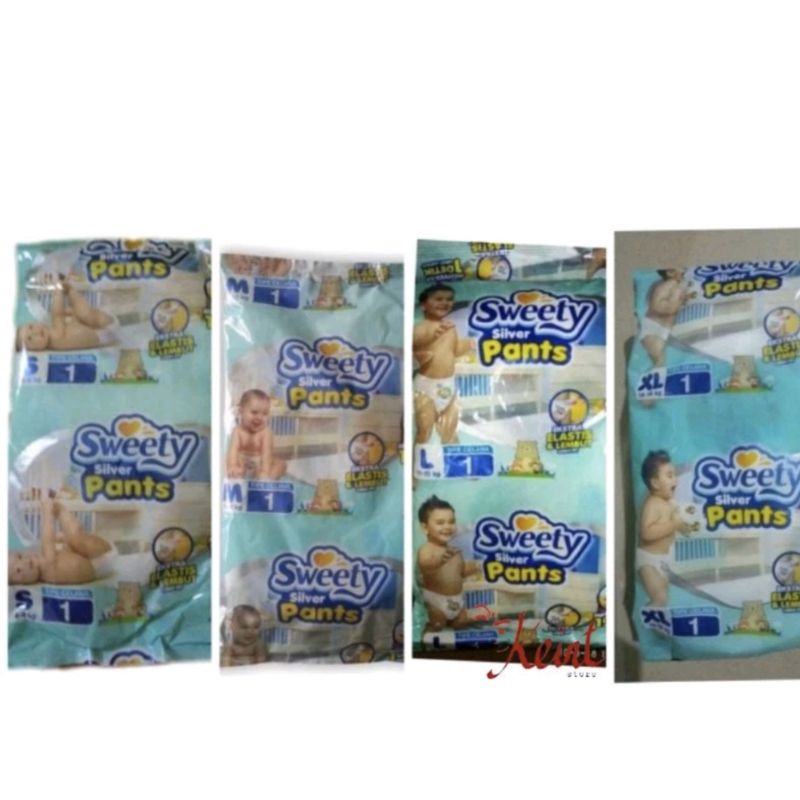 SWEETY SILVER PANTS SIZE S, M, L, XL 1RENTENG ISI 6 SACHET