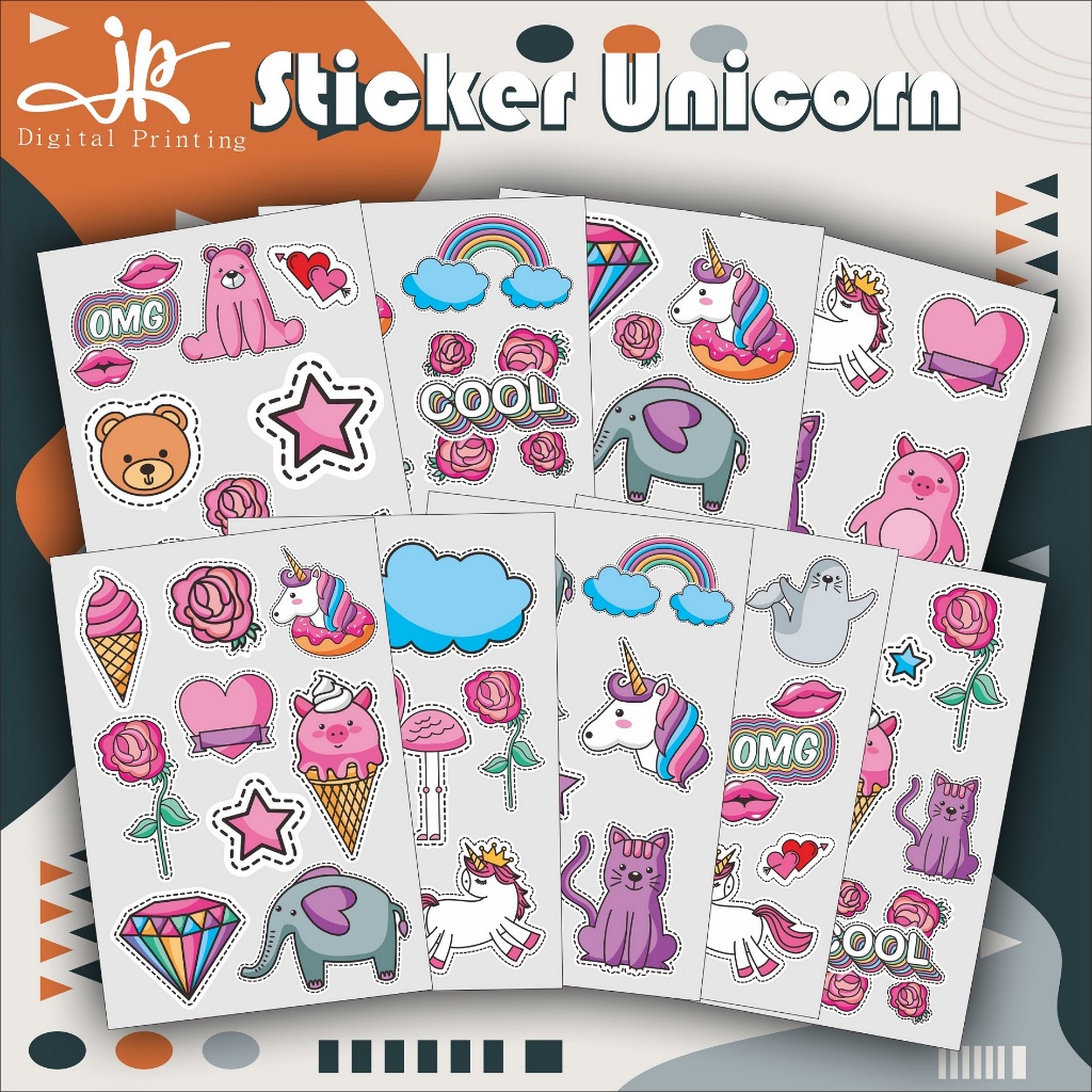 Stiker Unicorn Cute Kuda Poni Setiker Lucu Jurnal hp laptop Stiker Murah Anti Air JP Store