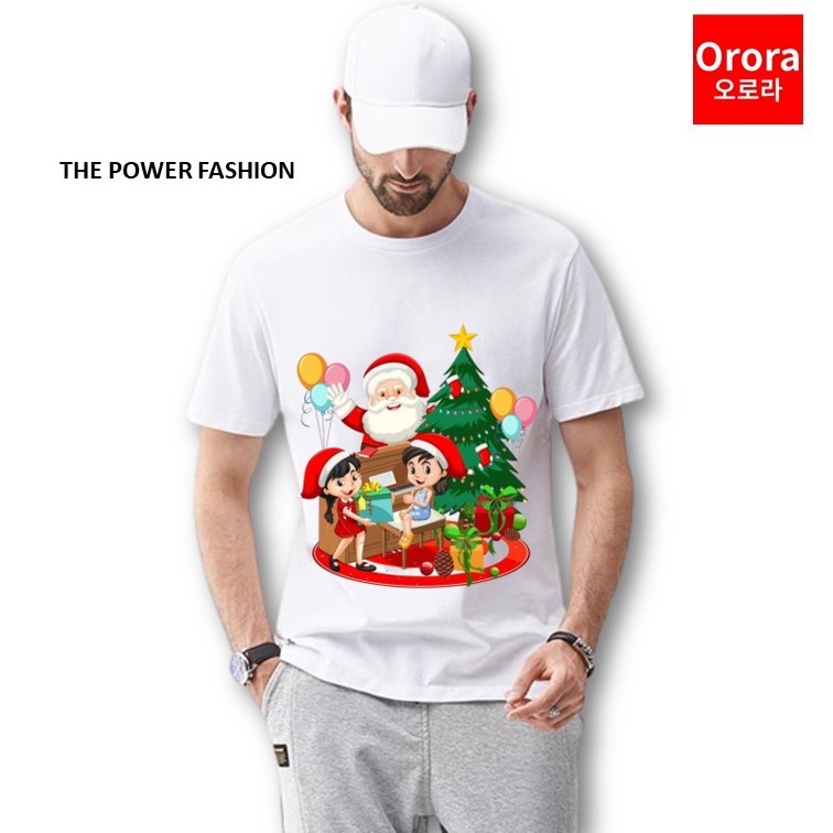 Orora Kaos Distro Premium Natal - Baju Atasan Sablon Pria Wanita Warna Hitam Putih Ukuran S M L XL XXL XXXL keren Original ORNTL 65