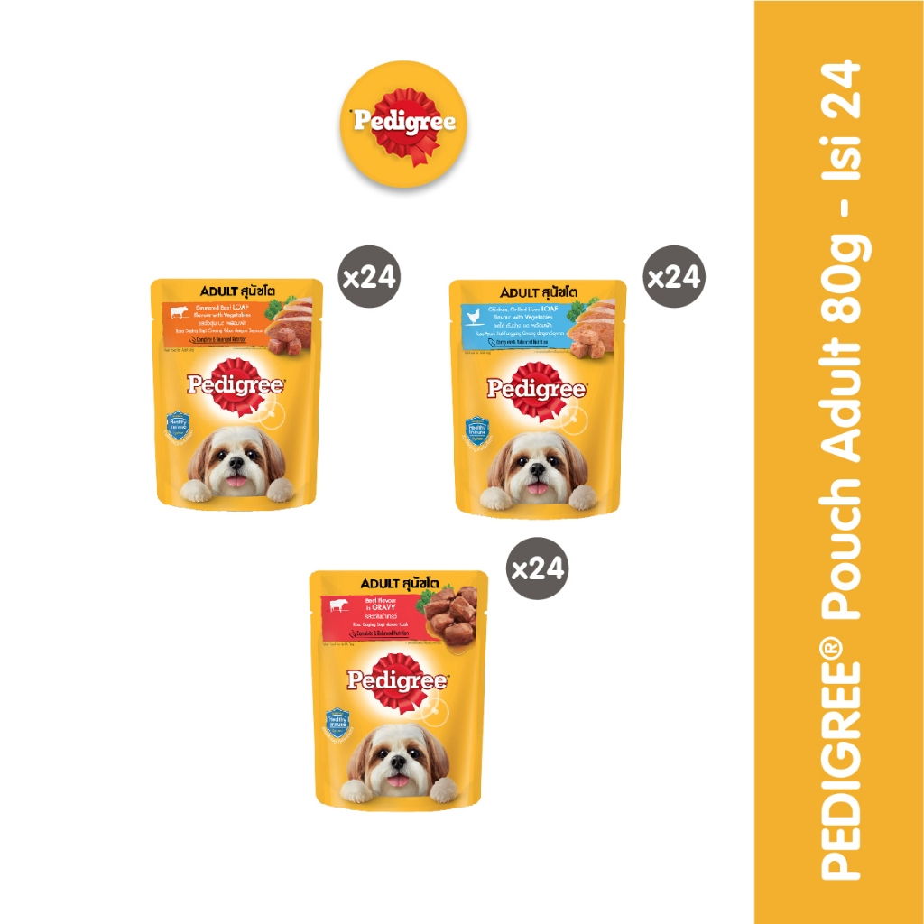 

23bagusmenshop - Pedigree Dog Food Basah Pouch 80gr Isi 24 Pack Makanan Anjing Premium