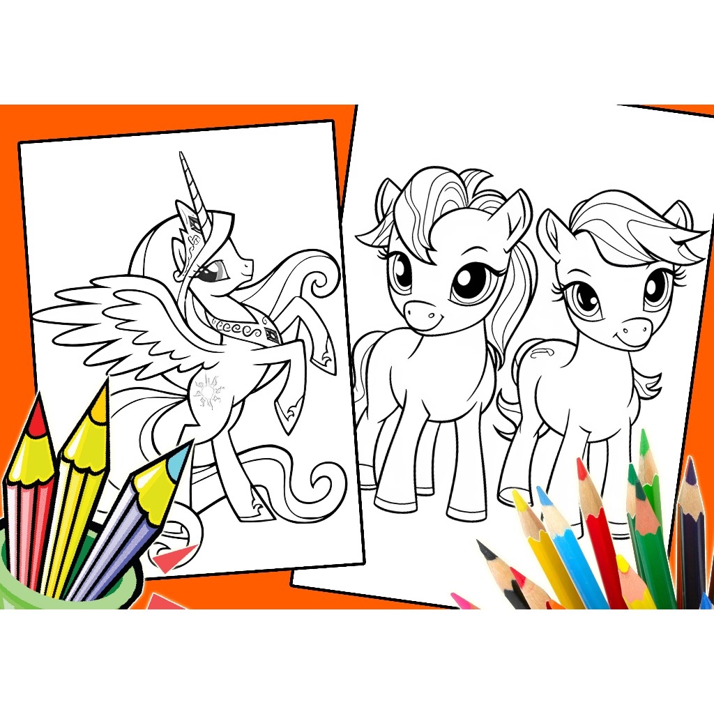 Gambar Sketsa Mewarnai ~ Kuda Pony / Seketsa Lukis / Drawing Sketch ukuran a4