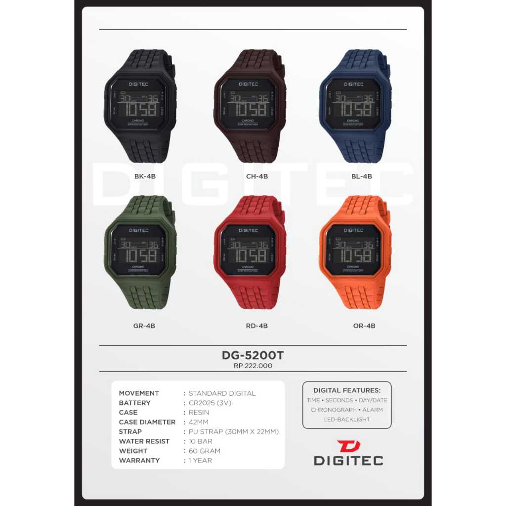 Jam Tangan Pria Digitec 5200 Digital Sport Original Watch
