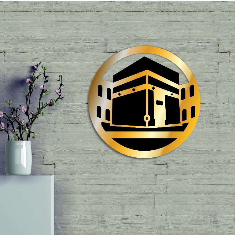 ( SEHARI JADI )hiasan dinding ACRYLIC MIRROR kabah MEWAH MENGKILAP /HIASAN DINDING KALIGRAFI: Ka'bah