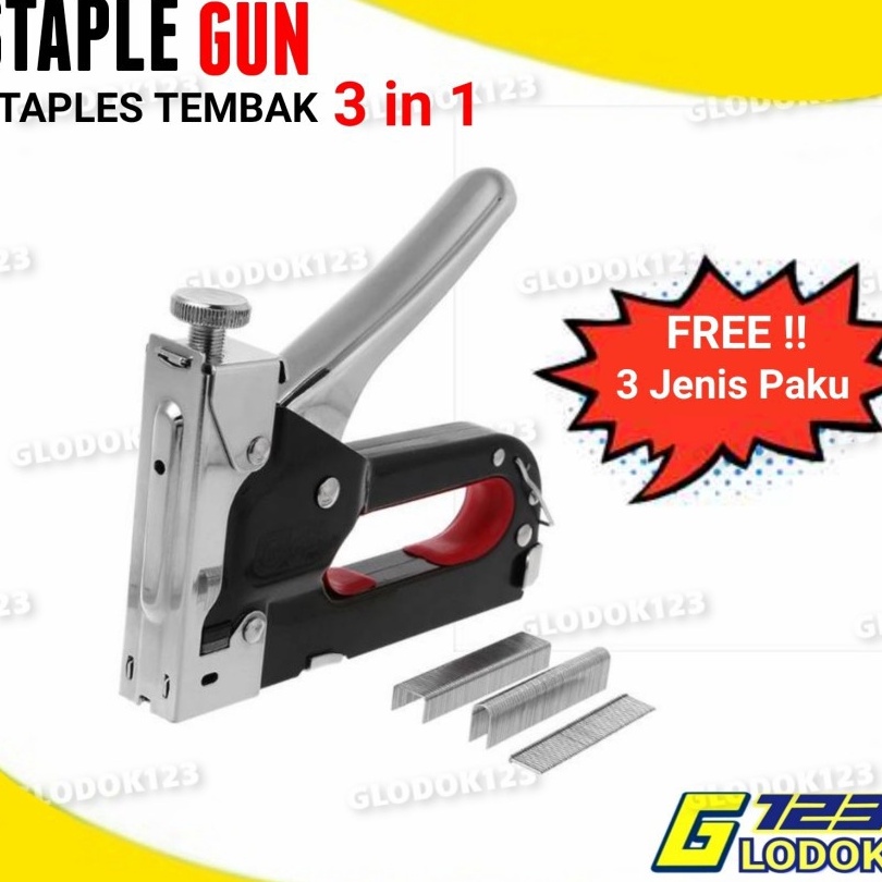 

Diskon Staple Staples Steples Gun Tembak 3 in 1 Jok Kulit Kayu Karpet Kardus