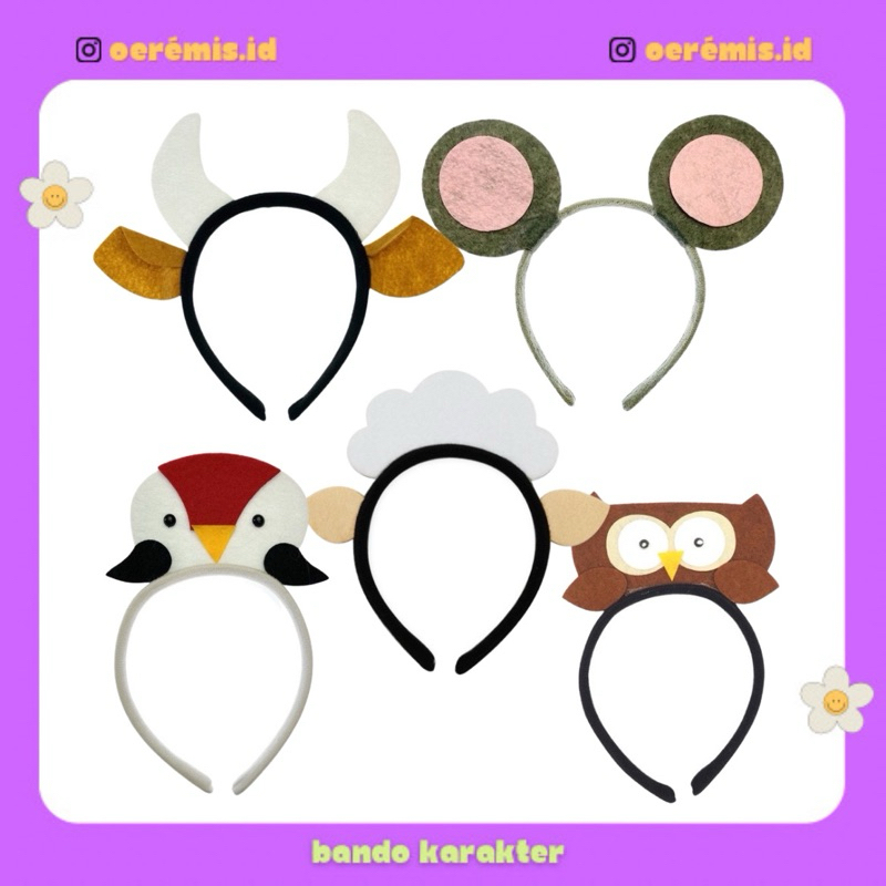 BANDO KARAKTER HEWAN / BANDO COSPLAY HEWAN / ANIMAL HEADBAND / BANDO OWL / BANDO DOMBA / BANDO TIKUS