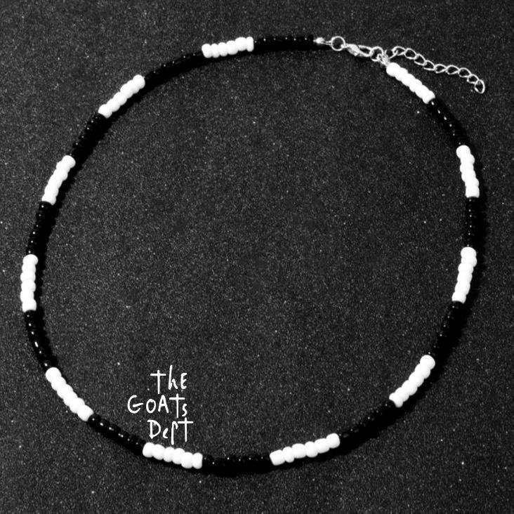 The Goats Dept - Zebra Cross Plain Beads Necklace Original / tgd979 kalung model hewan putih white s