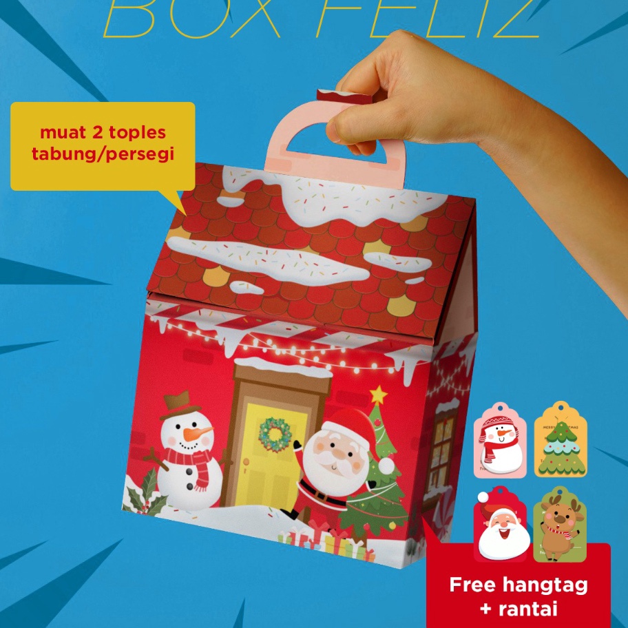

MODEL JRW700 BEST BUY! ISI 5 FELIZ BOX HAMPERS NATAL / KOTAK HAMPERS NATAL toples tabung 600 / 800 ml / toples persegi panjang 450gr