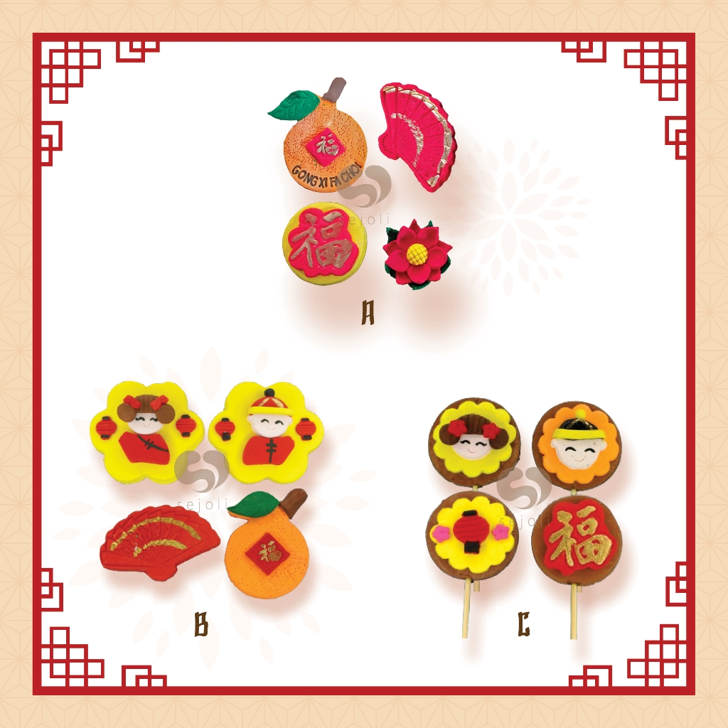 

Hiasan Kue / Hiasan Imlek / Gumpaste / Jeruk / Kipas/edible/