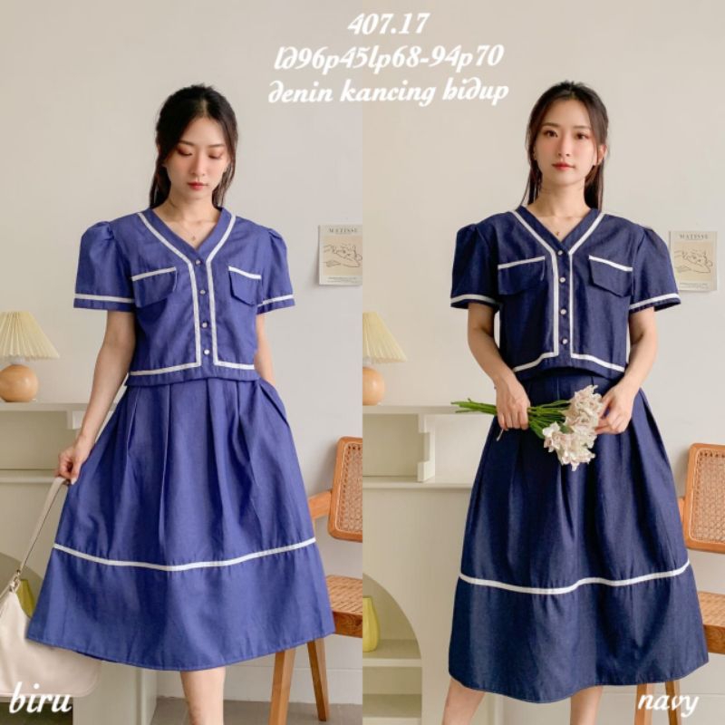 my 407.17 Setelan rok wanita denim