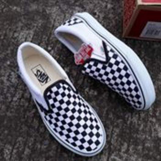 Sepatu Sneakers Old Skool Black White Vns slip on Motif catur bw SK Delapan Low COD