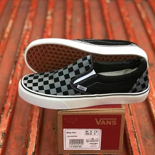 Sepatu Sneakers Old Skool Black White Vns slip on Motif catur bw SK Delapan Low COD