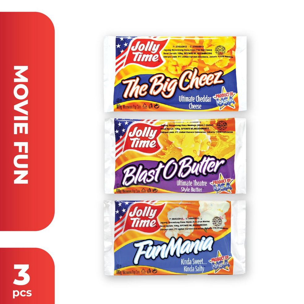 

[PRODUK SPHES86] Jolly Time - Paket Movie Fun (1BOB, 1FM, 1TBC) - Mircowave Popcorn 41