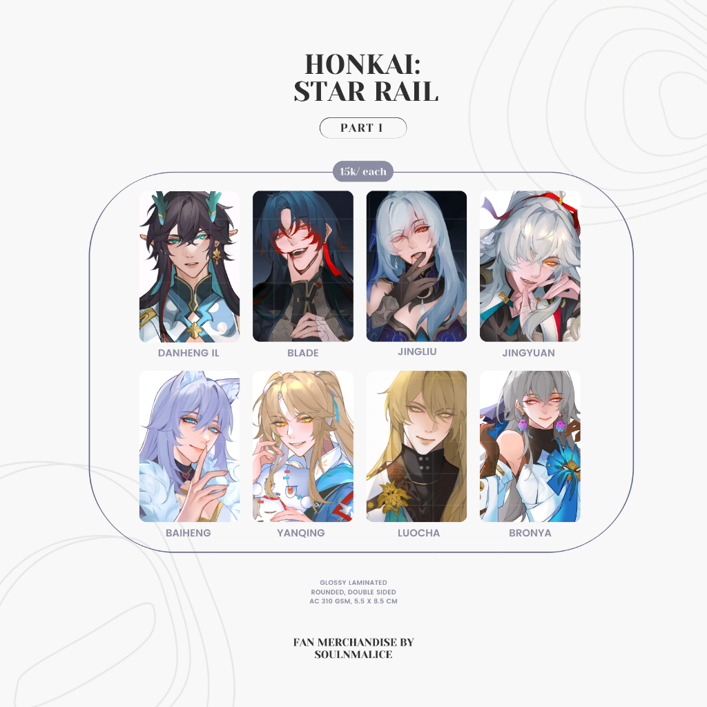 [soulnmalice] Honkai Star Rail HSR Photocard Blade Jingyuan Danheng IL Yanqing Jingliu Baiheng