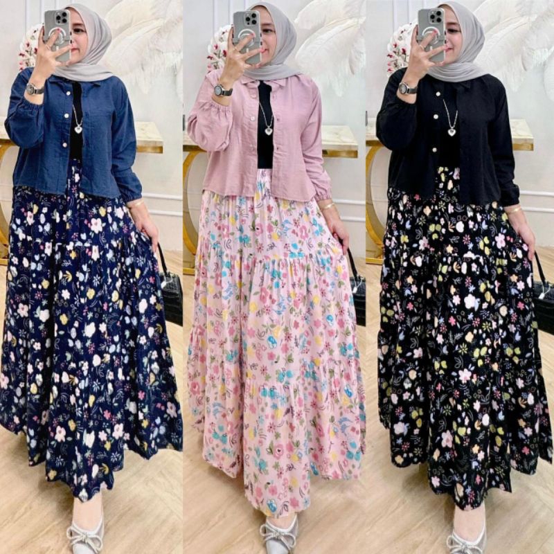 Cheska Set Rok baju setelan wanita setelan rok wanita setelan muslim setelan muslimah setelan rok pa