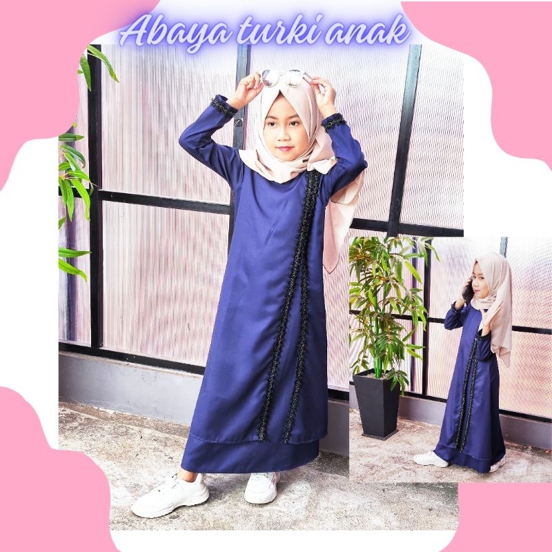 COD Gamis Anak model Arabian Syari Full Renda/Abaya arab/Abaya Turkey Anak 4-10 tahun