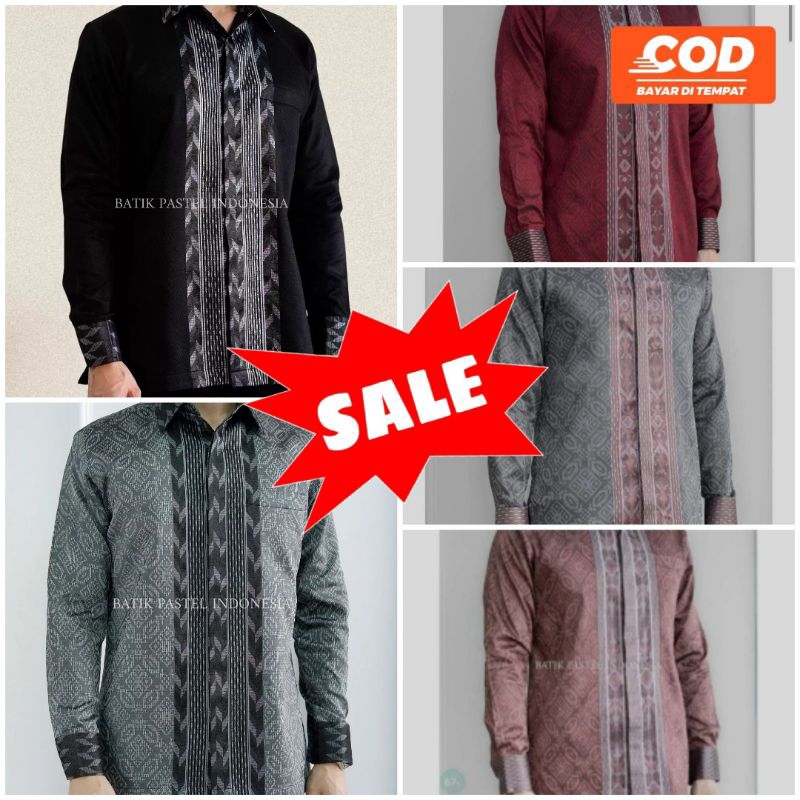 Kemeja Songket Pria Kemeja Tenun Pria Songket Palembang Tenun Baron 1 Warna Baju Batik Kondangan 001