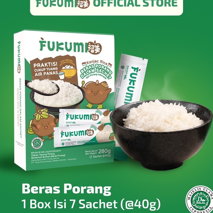 

Kode NCQ833 FUKUMI Beras Porang Box Sachet isi 7 - Shirataki/Konjac Rice