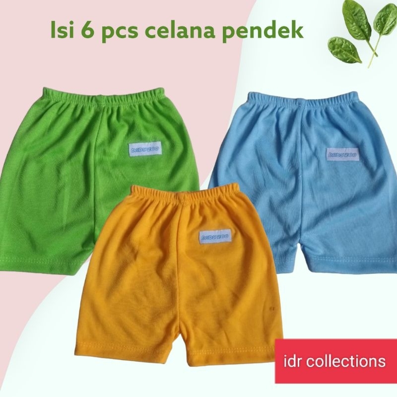 6 pcs celana pendek bayi 0-6 bulan / celana sehari hari bayi