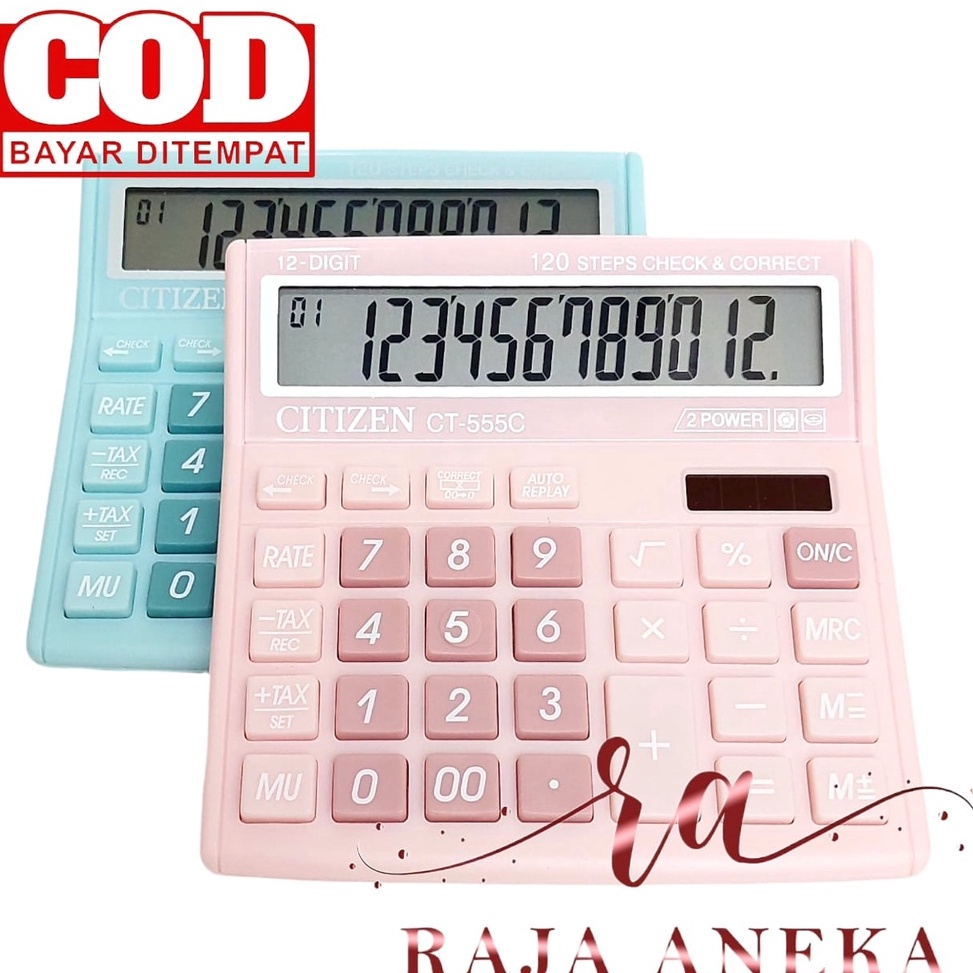 

34 KALKULATOR FANCY WARNA WARNI CALCULATOR CITIZEN 555N 555 N 555 C 555 COLOUR SERIES 12 DIGIT CHECK ULANG CHECK CORRECT BISA HITUNG ULANG Terbaru ♪ヽ(