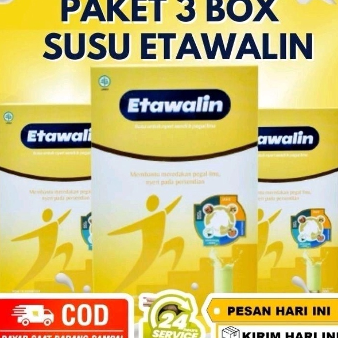 

MODEL OQO030 PAKET 3 BOX SUSU ETAWALIN - Paket Sembuh Susu Sendi Atasi Radang Sendi Nyeri Tulang Cegah Osteoporosis Osteoartritis Pengeroposan Tulang Susu Kambing Etawa Kesehatan Susu Bubuk Murni Original Ettawa 100% Ori Susu Asam Urat Etawalin Platinum