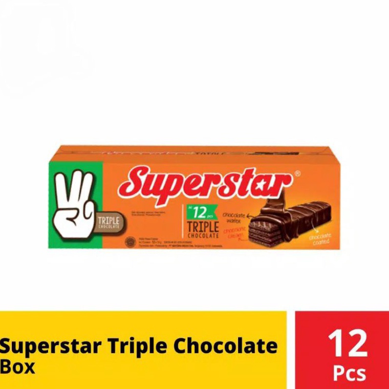 

Terk!ni SuperStar Wafer Triple Coklat 1 box isi 12 Pcs [132]