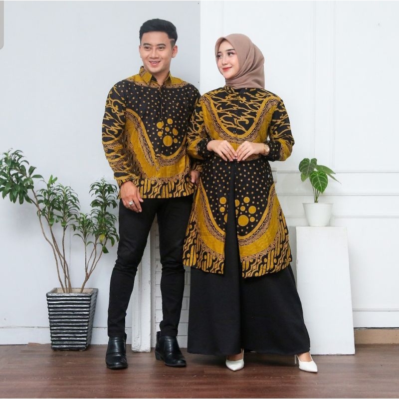 Gamis Batik kombinasi polos katun M-XXL