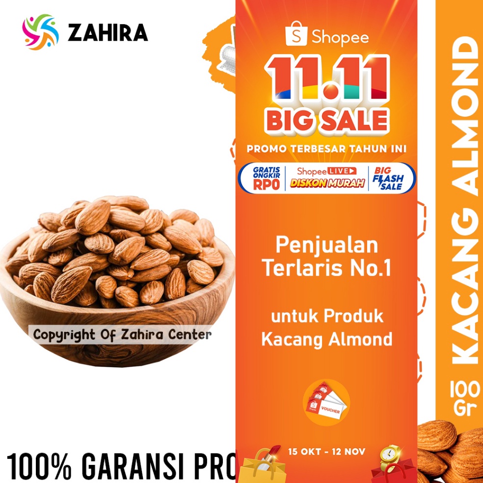 

[PRODUK 6P0LS94] Kacang ALMOND Kupas Matang Panggang Roasted 100gr Tanpa Kulit Camilan Diet, Sehat, Gurih dan Renyah 4347