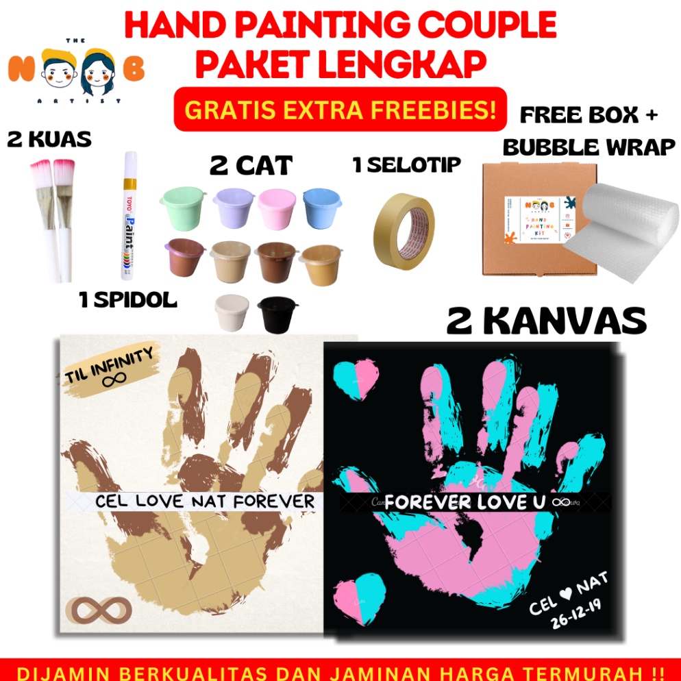 

H6L Hand Painting Kit Canvas By The Noob Artist | Kanvas Cap Tangan Couple | Canvas 20x20 cm | Kanvas Lukis Tangan Couple 6970