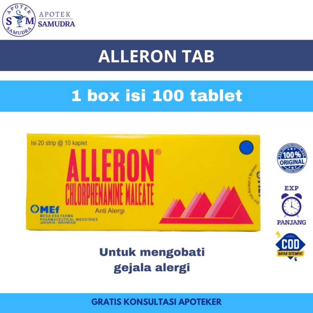 ALLERON - 1 box isi 100 tablet obat alergi obat antihistamin obat anti alergi obat flu dan bersin be