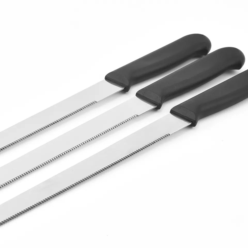 Pisau Roti Stainless Pisau Gerigi Panjang Serrated Bread Cake Knife Pisau Roti Gandum Pisau Pemotong