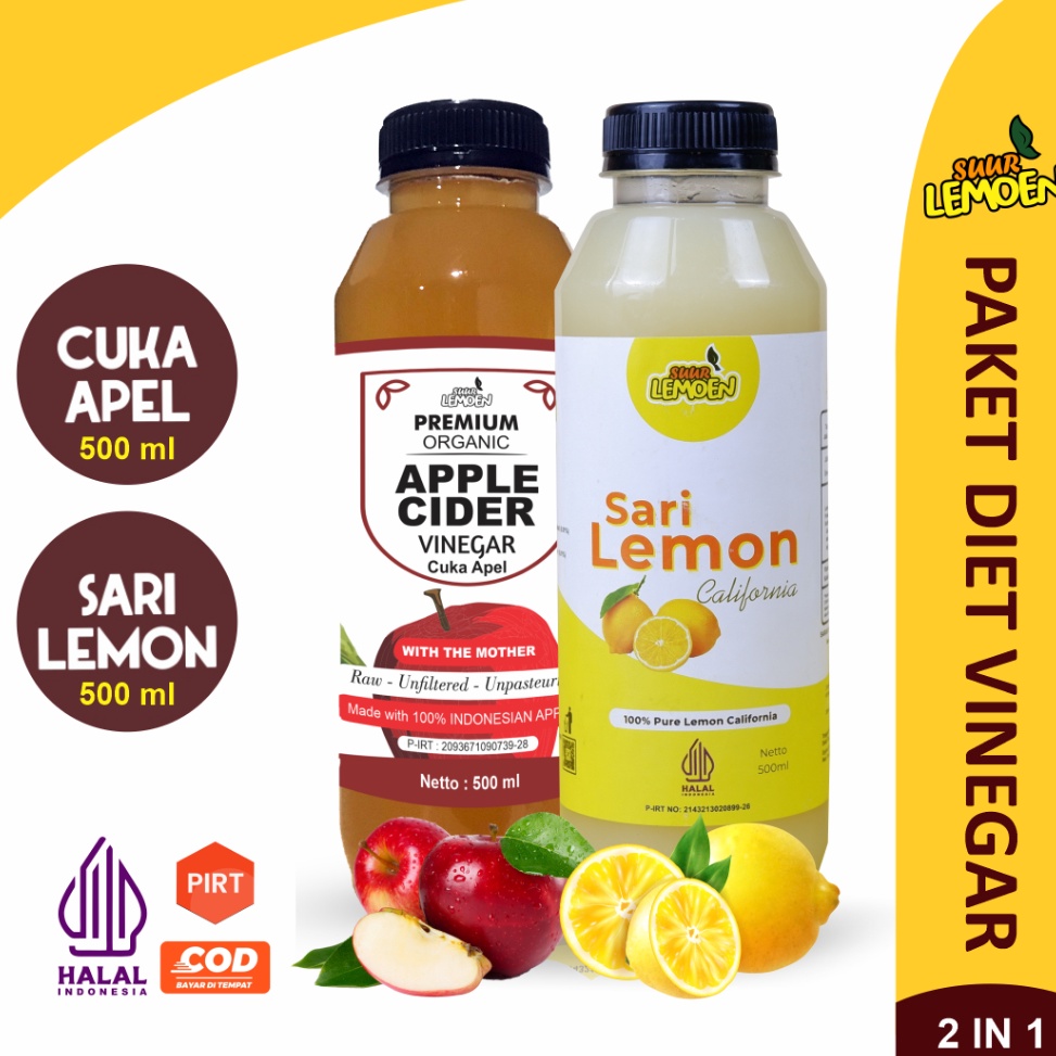 

HMVTO Paket Diet Sehat Bundling Cuka Apel + Sari Lemon Murni By Suur Lemoen ID vkdzg