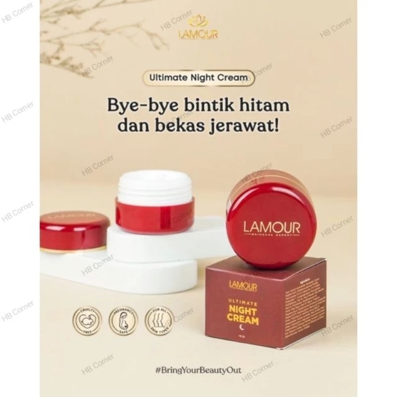 [HB Corner] Lamour Ultimate Night Cream - Pelembab Kulit Sensitif Berjerawat Kombinasi & Normal