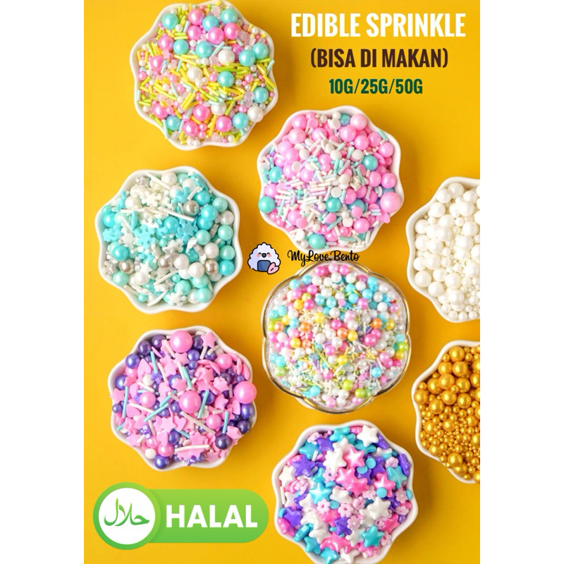 

Edible Sprinkle / Springkle Candy Decoration Sprikle Sugar Beads Bisa Dimakan