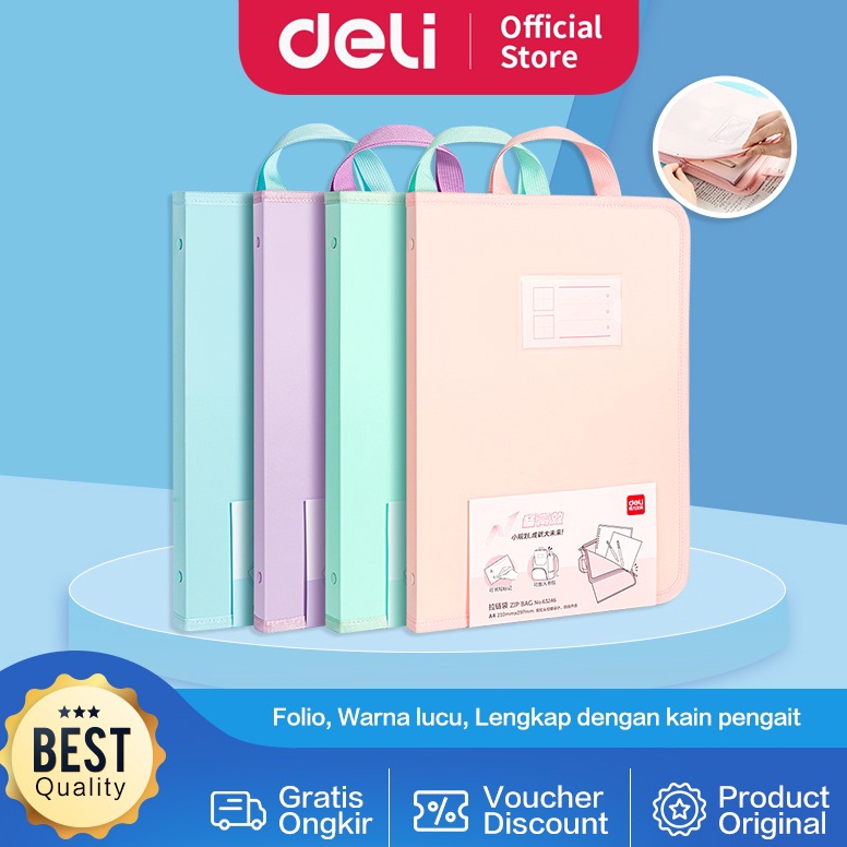 

Murah Meriah.. Deli Zip Bag / Map Tas Folder Retsleting Ukuran A4 Lucu 63246