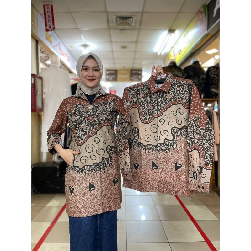 BAJU BATIK TUNIK COUPLE - BATIK TUNIK SARIMBIT - BATIK TUNIK KATUN SOLO FULL LAPISAN TRICOD