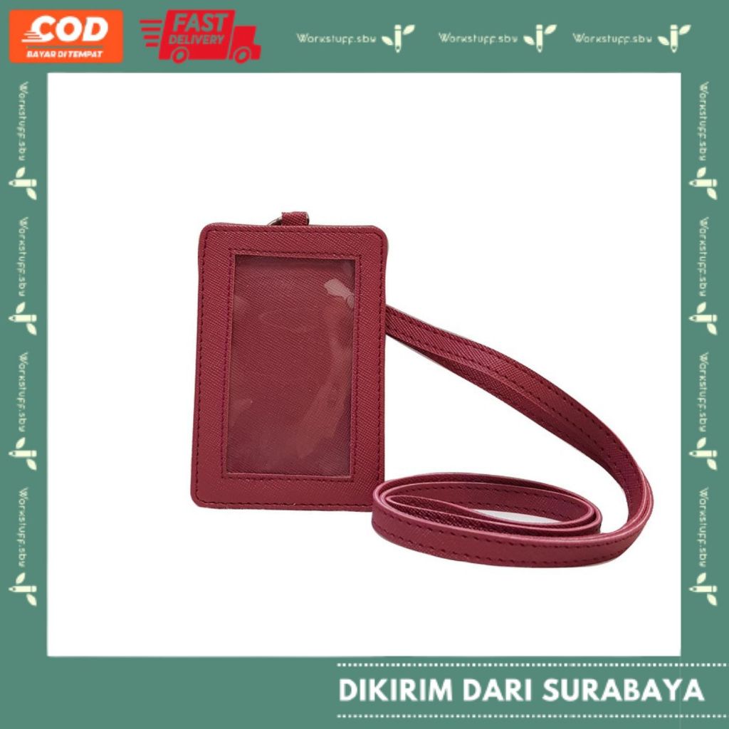 

Dompet Kartu Unisex ID Card Holder Maroon Lanyard Name Tag Termurah