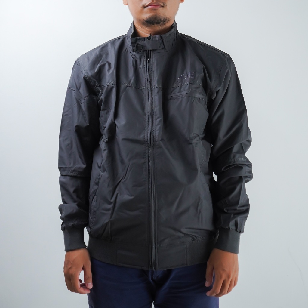 MUSTEVANS JAKET HOODIE PARASIT PARASUT WATERPROOF PRIA ABU/ GREY