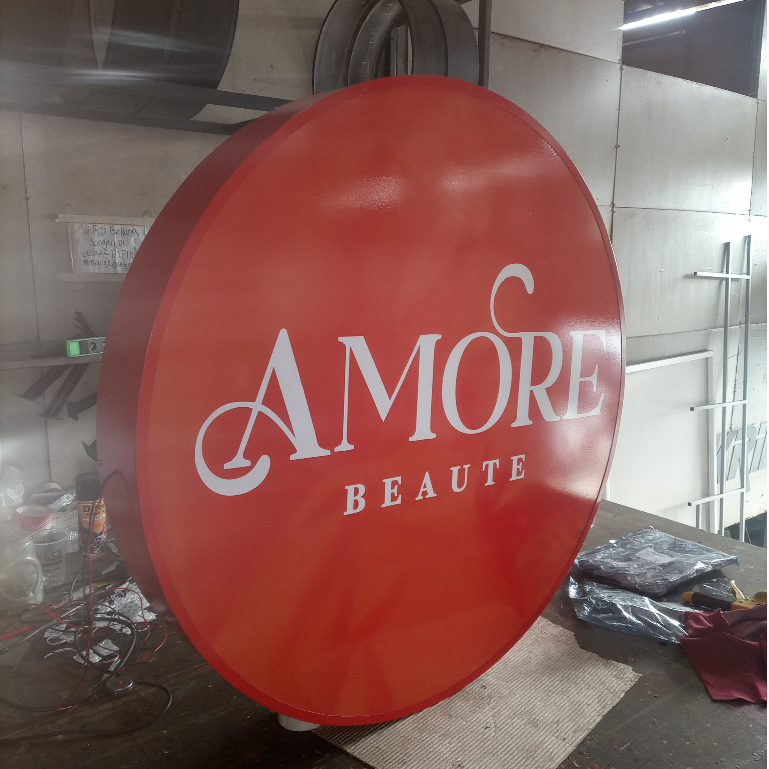 Neon box bulat diameter 100cm - 1 sisi