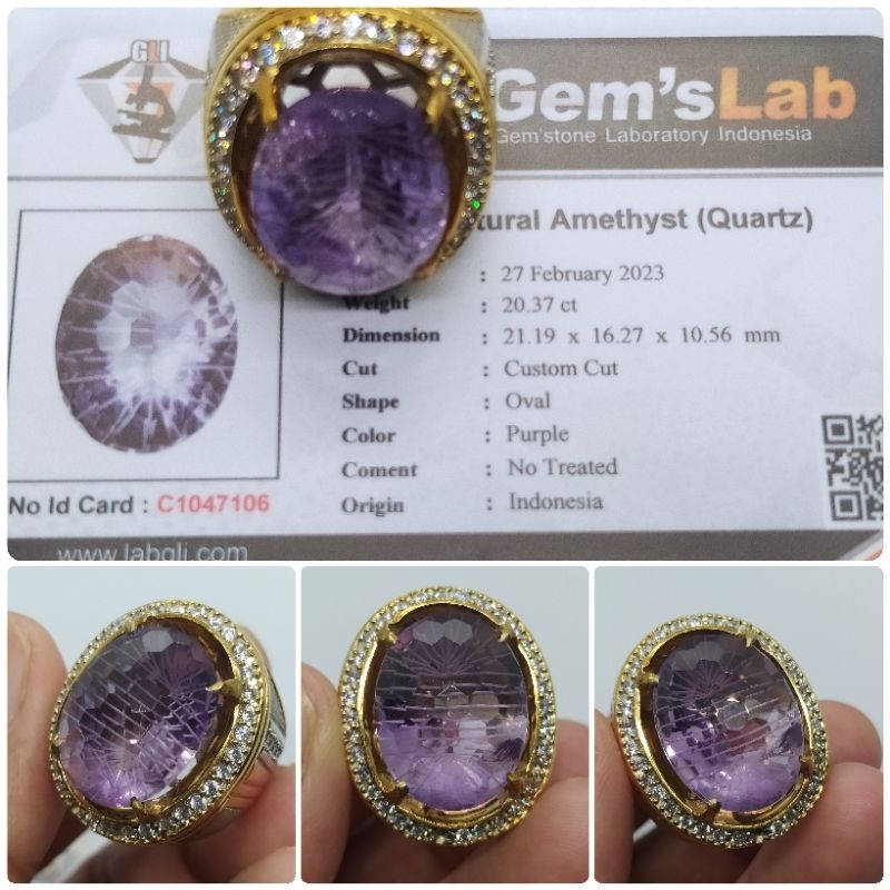 Natural Purple Amethyst 25 ct jumbo Luster memo GLI