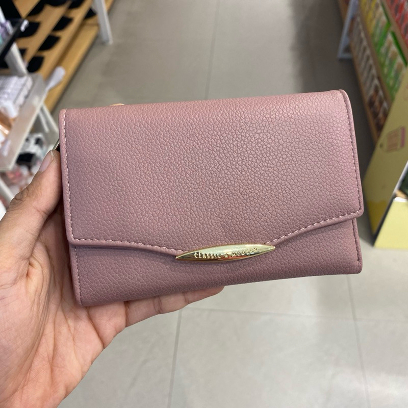 MINISO Women’s Medium trifold wallet with curved design (Pink) / dompet wanita miniso