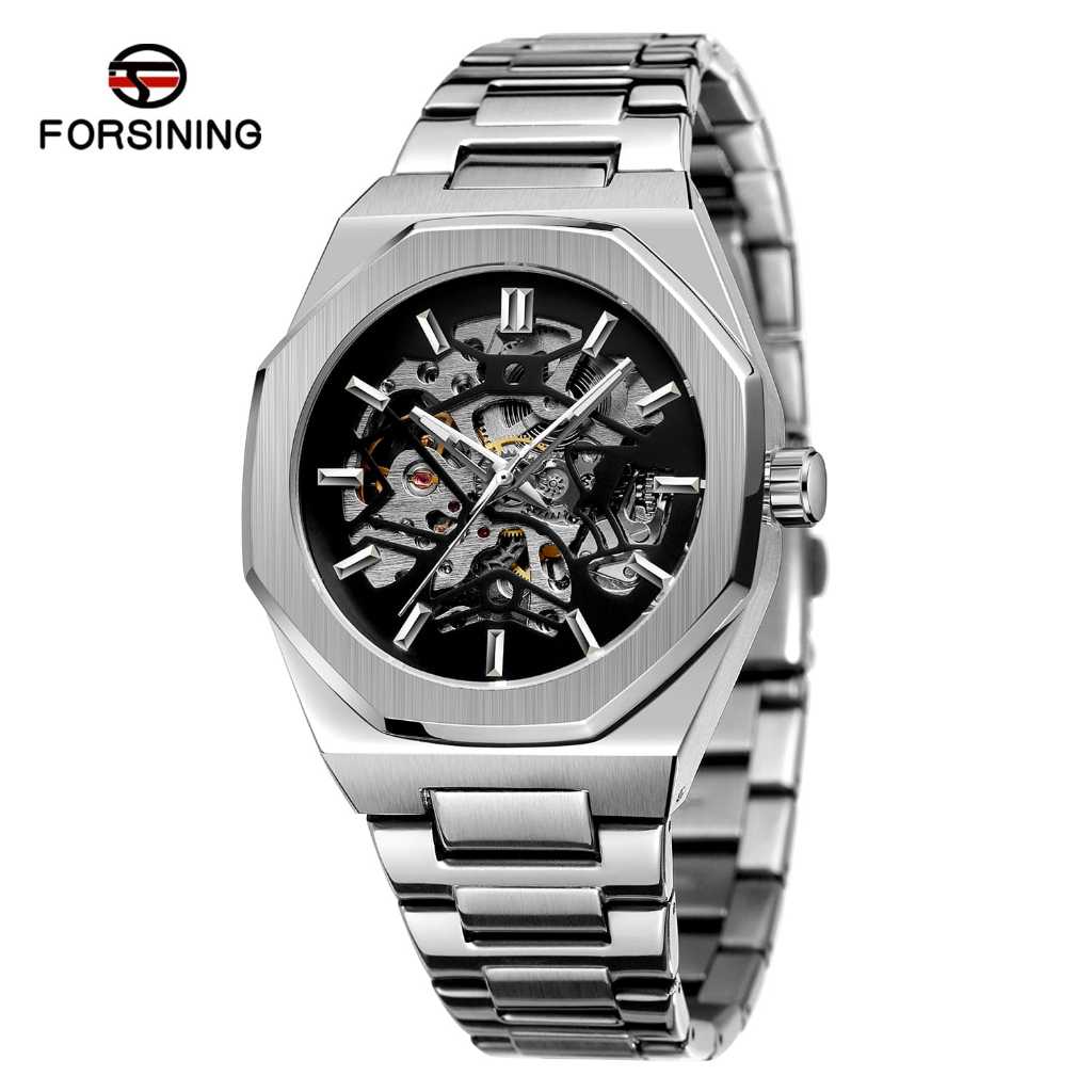 JAM TANGAN PRIA UTOMATIC WATCH FORSINING FS-8198 ORIGINAL/JAM TANGAN OTOMATIS RANTAI STAINLESS STEEL