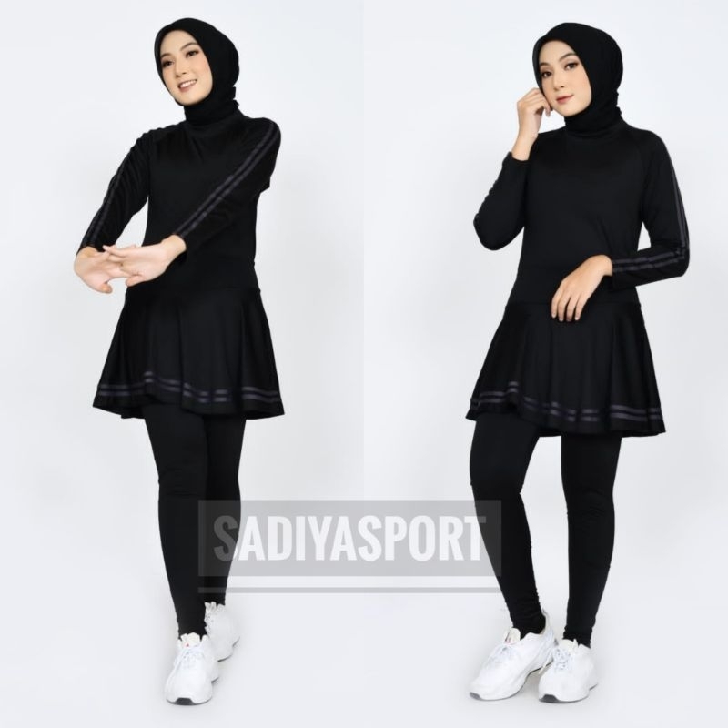 Sadiya One Set Muslimah | Stelan Baju Senam Muslimah | Baju Senam Muslim
