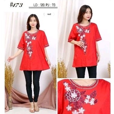 kemeja merah jumbo/atasan merah jumbo/baju merah jumbo/atasan ld 120