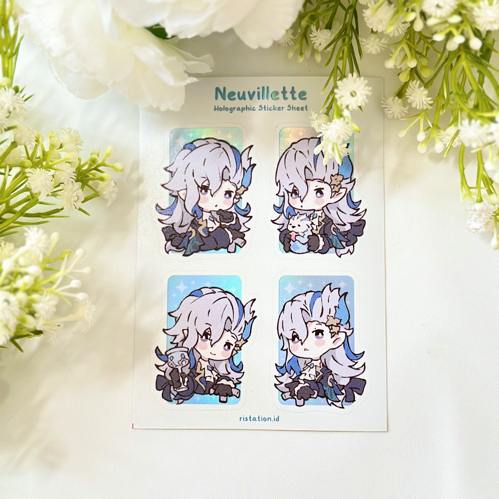 

Genshin Impact Mini Holographic Sticker Sheet -Neuvillette- Journaling / Decoration Sticker / Stiker Laptop