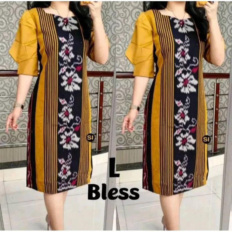 DRES TENUN WANITA ETNIK, BAJU GEREJA, BAJU PESTA KEKINIAN