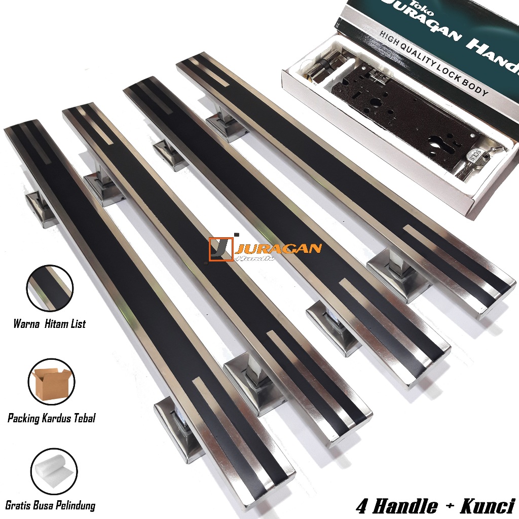 Handle Pintu 45 cm 2 Pintu Kuputarung Gagang Pintu Kiri Kanan Pegangan Pintu Fullset Body Pelor