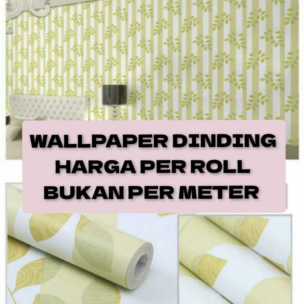 Wallpaper Dinding Salur Daun Hijau Walpeper Stiker Kamar Tidur Ruang Tamu Dekorasi Rumah Cafe Hotel