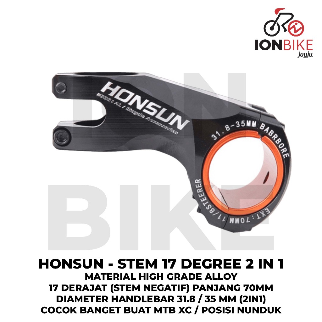 Stem Honsun 17 Derajat 2 in 1 Oversize 7 cm Sepeda MTB XC 31.8 35 mm Murah Alloy Handlebar Handle Ba